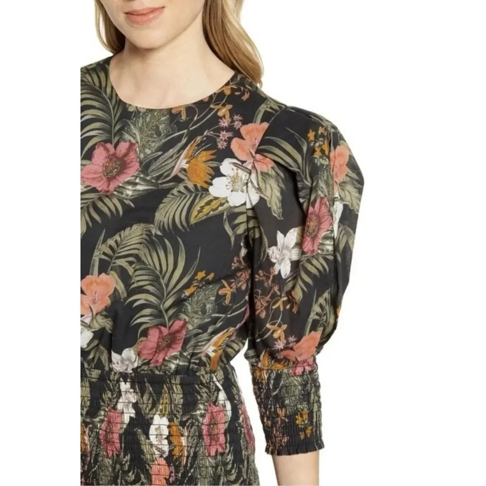 Rebecca Minkoff Geneva Dress Smocked Floral Print Dress. Sz XL